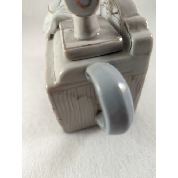 China Porcelain Decor Sewing Trinket Box Teapot.Size 4" X6" X 2.5"Beige/Blue - Picture 7 of 8